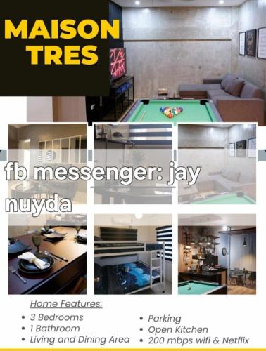 Maison Tres with Dipping Pool, billiards, airhockey, videoke and netflix and chill