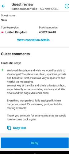 BambooBeachVilla1 AC New OCEANFRONT POOL sunsetview garden kitchen SATELLITE STARLINK WI-FI