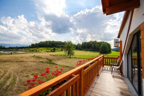Mazurkowa - z widokiem na Karkonosze i Śnieżkę, darmowy parking, obok restauracja Mazurkowa Chata