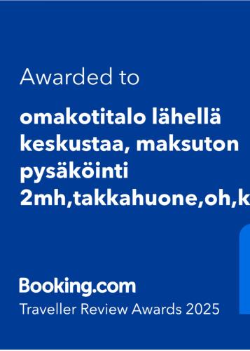 Omakotitalo rauhallisella sijainnilla lähellä keskustaa Maksuton pysäköinti ja puusauna