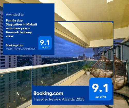 Family size Staycation in Makati with new year's firework balcony view