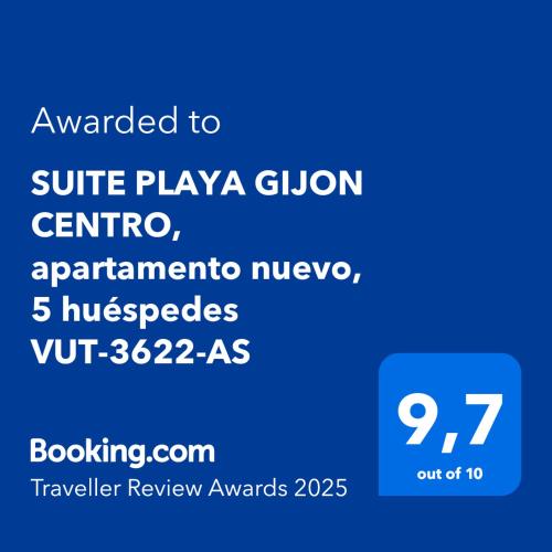 SUITE PLAYA GIJON CENTRO, apartamento nuevo, 5 huéspedes VUT-3622-AS