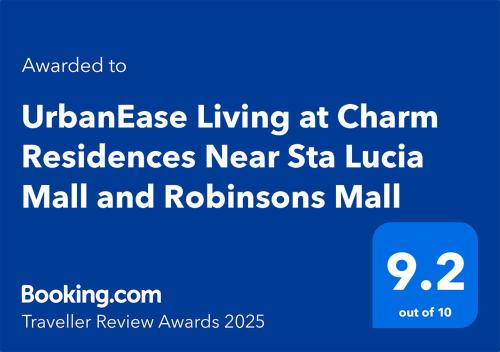 UrbanEase Living at Charm Residences Near Sta Lucia Mall and Robinsons Mall
