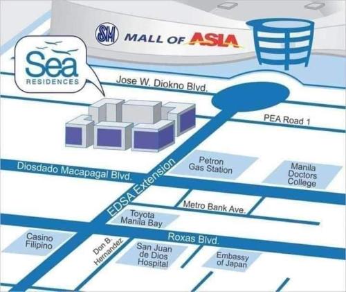 Sea Residences 5mins walk to SM MoA, Arena, SMX, 55" GoogleTV