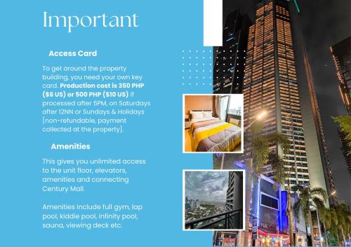 Studio in Makati - Fast WiFi, Big Balcony, Pool and Gym Access