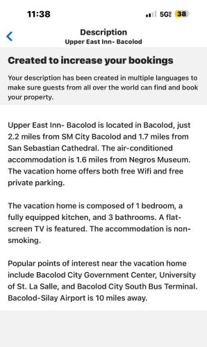Upper East Inn- Bacolod