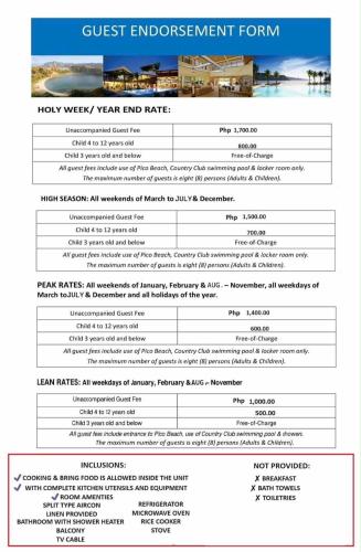 Pico de Loro Condo Accommodation for Rent