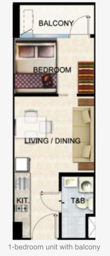 S Residence, 1bedroom with balcony, with own kitchen and washing machine, walking distance to Mall of Asia and near in Manila Airport, can cook and wash clothes