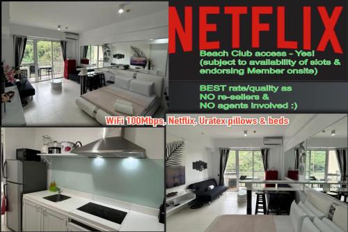 Beach condos at Pico de Loro Cove & possible Beach Club Access & Wi-Fi & Netflix, 42-50''TVs with Uratex beds & pillows, equipped kitchen, balcony, parking, guest registration fee is not included
