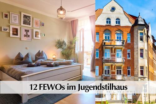 12 FEWOs im Jugendstilhaus mit Aufzug, großer Terrasse, Kingsize-Betten, 250Mbts WLAN, 55 Zoll Smart-TV - Nur ein kurzer Spaziergang durch den Park Venedig zur Krämerbrücke - Gaststätte im Haus